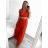Langes, elegantes, ärmelloses Partykleid für Damen (S/M EINHEITSGRÖSSE) ITALIAN FASHION IMPSH223598/DU Rot