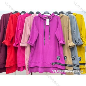 Damen-Sweatshirtkleid mit langen Ärmeln und Kapuze in Übergröße (2XL/3XL EINHEITSGRÖSSE) ITALIAN FASHION IM423617