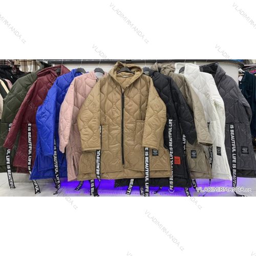 Langärmliger Damenmantel aus Fleece mit Kapuze in Übergröße (XL/2XL EINHEITSGRÖSSE) ITALIAN FASHION IMWD232744