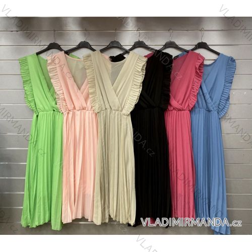 Langes, plissiertes Chiffon-Kleid für Damen (Einheitsgröße S/M) ITALIAN FASHION IMWGS232614