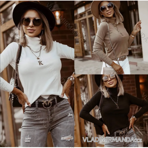 Langärmliger gestrickter Rollkragenpullover für Damen (S/M EINHEITSGRÖSSE) ITALIAN FASHION IMPLI23912