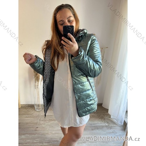 Damen Herbstjacke mit Kapuze (S / M ONE SIZE) ITALIAN FASHION IMWD217260 grün 7XL