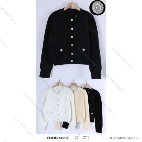 Damen-Strickpullover mit langen Ärmeln und Knöpfen (Einheitsgröße S/M) ITALIAN FASHION IMWGR23FY56659