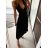 Damen Falten Chiffonrock (M / L ONE SIZE) ITALIAN FASHION IM321574 M / L schwarz