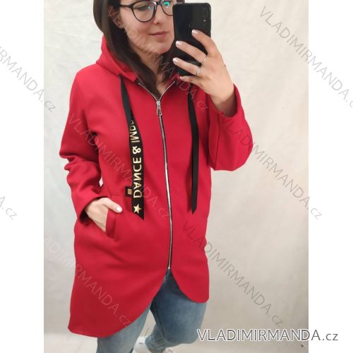 Fleecemantel Langarm Reißverschluss Kapuze Damen Oversized (XL / 2XLONE SIZE) ITALIAN FASHION IMD211123