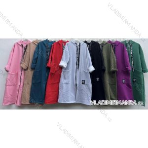 Mikina teplá prodloužená dlouhý rukáv na zip s kapucí dámský (XL/2XLONE SIZE) ITALSKÁ MÓDA IMD22740