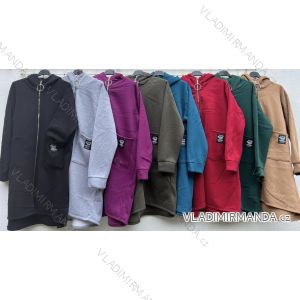 Mikina teplá prodloužená dlouhý rukáv na zip s kapucí dámský (XL/2XLONE SIZE) ITALSKÁ MÓDA IMD22740