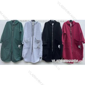 Mikina teplá prodloužená dlouhý rukáv na zip s kapucí dámský (XL/2XLONE SIZE) ITALSKÁ MÓDA IMD22740