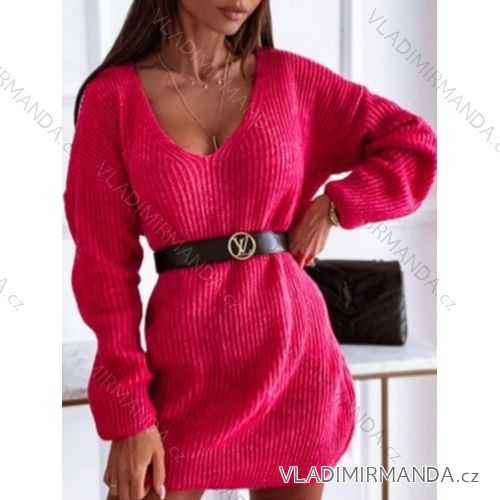 Damen-Strickkleid mit Gürtel und langen Ärmeln (Einheitsgröße S/M) ITALIAN FASHION IMM23M5173