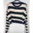 Kurzer, langärmliger Damen-Streifenpullover (S/M EINHEITSGRÖSSE) ITALIAN FASHION IMPBB23Z8041