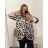 Shirt verlängert 3/4 Langarm Damen (L/XL/2XL ONE SIZE) ITALIAN FASHION IM423025 3xl / 4xl Schwarz und weiß