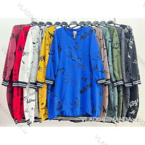 Damen-Sweatshirtkleid mit langen Ärmeln und Kapuze in Übergröße (2XL/3XL EINHEITSGRÖSSE) ITALIAN FASHION IM423680