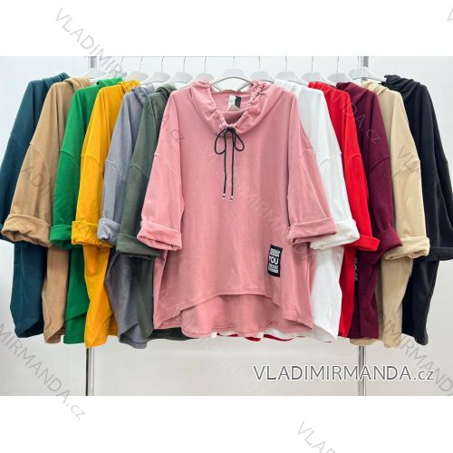 Strickjacke / Hoodie Baumwolle Damen (Uni M / XL) Italienische Mode IM420360