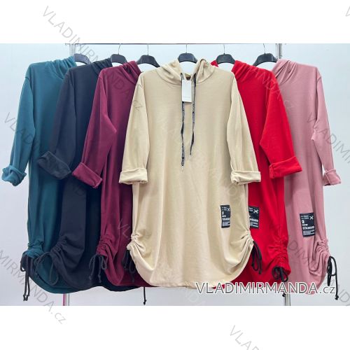 Damen-Sweatshirtkleid mit langen Ärmeln und Kapuze in Übergröße (2XL/3XL EINHEITSGRÖSSE) ITALIAN FASHION IM423680
