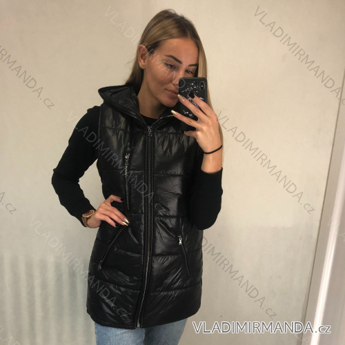Ärmellose Jacke mit langen Ärmeln (uni sl) ITALIENISCHE Mode IMC17326 schwarz L