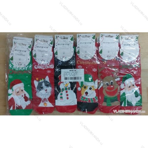 Dünne weihnachtliche Damensocken aus Baumwolle (35-38, 38-41) AURA.VIA AURA23SNP663