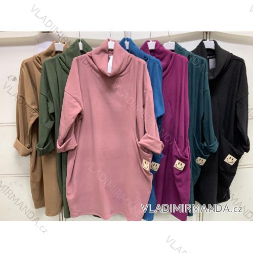 Sweatshirt Kleid/Sweatshirt Verlängerte Langarm Damen Plus Size (XL/2XL ONE SIZE) ITALIAN FASHION IMC22835