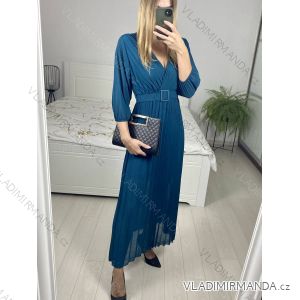 Damen-Kleid aus Chiffon mit langen Ärmeln und Gürtel (S/M Einheitsgröße) ITALIAN FASHION IMM23M9668/DU