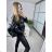 Damen-Kunstleder-Curve-Langarmjacke (S/M EINHEITSGRÖSSE) ITALIAN FASHION IMPBB23042r schwarz M