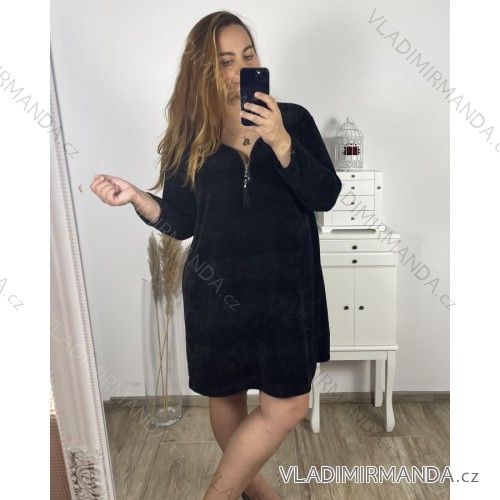 Kleid Oversize Kurzarm Damen (4XL/5XL ONE SIZE) ITALSKÁ MÓDA IM422FLUFF 4XL / 5XL schwarz