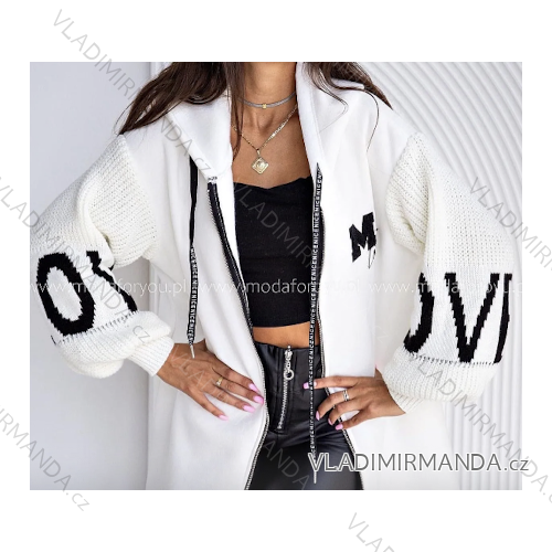 Langärmliger, übergroßer Kapuzenpullover mit Reißverschluss für Damen (S/M EINHEITSGRÖSSE) ITALIAN FASHION IMPLI2324515