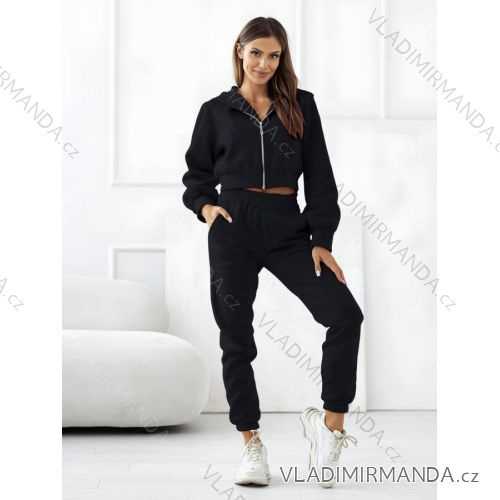 Set lange Jogginghosen und langärmliges Sweatshirt für Frauen (UNI S / L) TURKISH FASHION IMK20148 schwarz S/M
