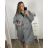 Kabát flaušový dlouhý rukáv na zip s kapucí dámský nadrozměr (2XL/3XLONE SIZE) ITALSKÁ MÓDA IMD211123 3xl / 4xl Smaragd