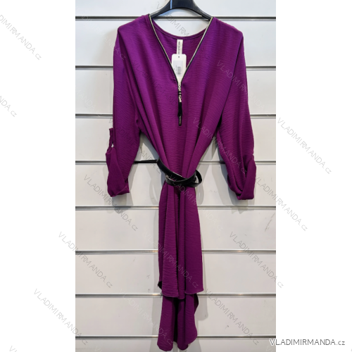 Elegantes Damenkleid mit Gürtel und langen Ärmeln (Einheitsgröße S/M) ITALIAN FASHION IMPSH2323050