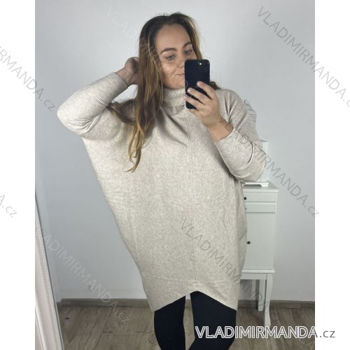 Pullover Pullover dünne Feder Langarm Damen (uni sl) MY STYLE IMS8275 4XL / 5XL béžová