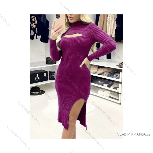 Elegantes gestricktes Langarmkleid für Damen (Einheitsgröße S/M) ITALIAN FASHION IMPBB22Y22990