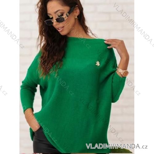 Oversize-Pullover mit langen Ärmeln für Damen in Übergröße (2XL/3XL ONE SIZE) POLISH FASHION PMWM23612 2XL/3XL grün