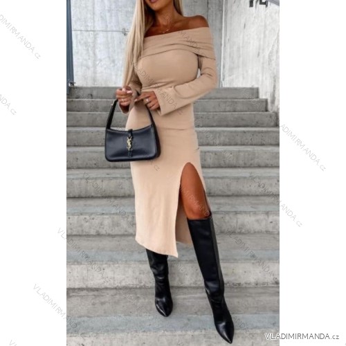 Langes Chiffon-Kurzarmkleid für Damen (S/M ONE SIZE) ITALIAN FASHION IMWGS231048 béžová S/M