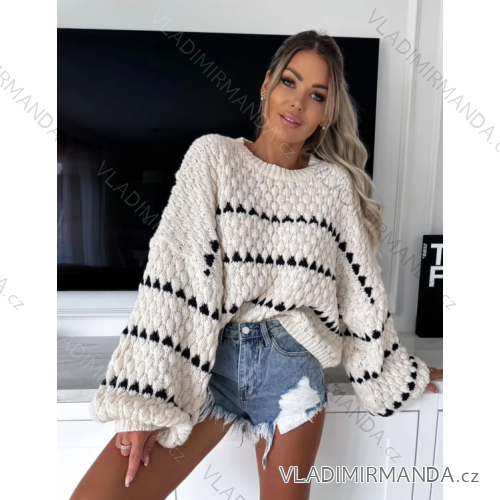 Gestreifter Langarmpullover für Damen (S/M EINHEITSGRÖSSE) ITALIAN FASHION IMPDY23ZS5231