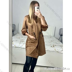 Jacke dünne Leinwand Langarm Damen mit Kapuze und Reißverschluss (Übergröße) ITALIENISCHE MODA IM419698