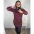 Kleid Oversize Kurzarm Damen (4XL/5XL ONE SIZE) ITALSKÁ MÓDA IM422FLUFF 2XL/3XL Burgund