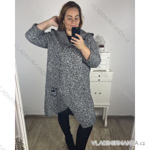 Damen-Lammmantel mit Reißverschluss und Kapuze in Übergröße (2XL/3XL EINHEITSGRÖSSE) ITALIAN FASHION IM423ELMA/DU