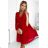 313-13 ISABELLE Plissiertes Kleid mit langen Ärmeln und Umschlagausschnitt – rot