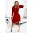 313-13 ISABELLE Plissiertes Kleid mit langen Ärmeln und Umschlagausschnitt – rot