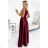 299-13 CHIARA elegantes Satin-Maxikleid mit Trägern – Farbe Burgund