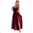 299-13 CHIARA elegantes Satin-Maxikleid mit Trägern – Farbe Burgund