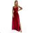 299-14 CHIARA elegantes Satin-Maxikleid mit Trägern – rote Farbe