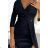 404-6 Glänzendes Kleid mit Ausschnitt und Schlitz am Bein – schwarze Farbe
