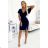 479-2 NINA-Kleid mit Umschlagausschnitt, Ärmeln und Gürtel – Marineblau