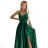 512-1 JULIET elegantes langes Satinkleid mit Ausschnitt – grün