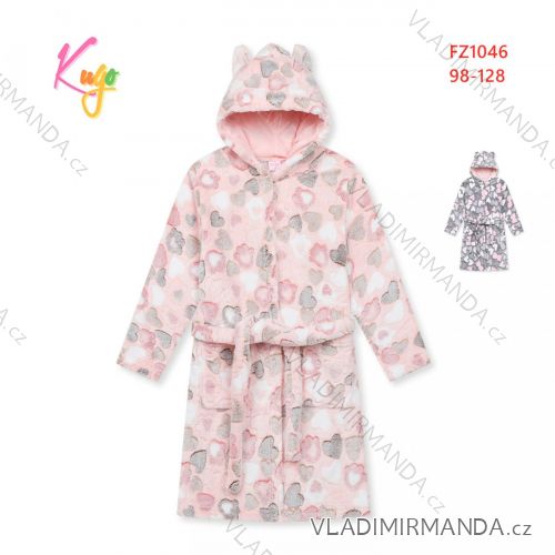 Warmer flauschiger Bademantel mit Kapuze für Mädchen (98-128) KUGO FZ-6717