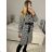Flauschiger Langarmmantel für Damen (SL) ITALIAN FASHION IMWL22020 M Schwarz und weiß