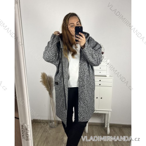 Damen-Lammmantel mit Reißverschluss in Übergröße (Einheitsgröße 3XL/4XL) ITALIAN FASHION IM723052 3xl / 4xl hellgrau