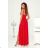 Langes, elegantes Damenkleid mit breiten Trägern (SL) FRENCH FASHION FMPEL23VELVET rot 36