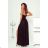 Langes, elegantes Damenkleid mit breiten Trägern (SL) FRENCH FASHION FMPEL23VELVET schwarz 36