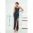 Langes, elegantes Damenkleid mit breiten Trägern (SL) FRENCH FASHION FMPEL23VELVET dunkelgrün 38